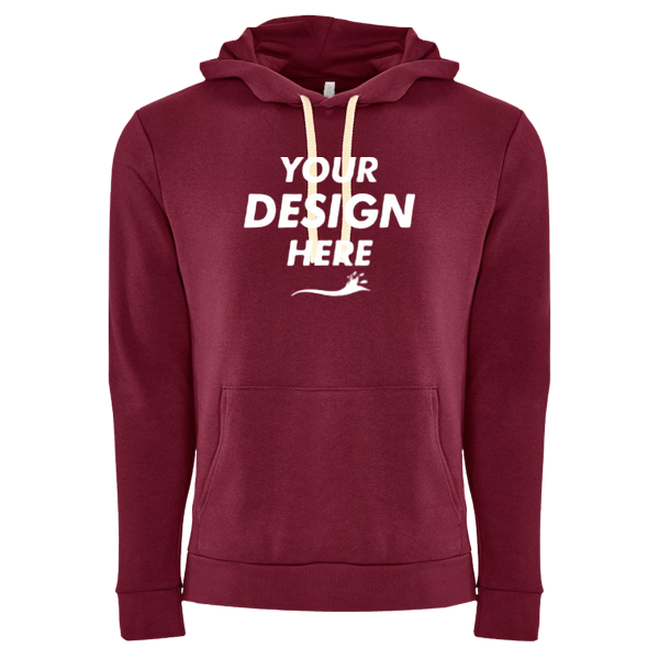 Next Level Apparel Unisex Santa Barbara Hoodie Sweatshirt, Maroon / Maroon, Front view, Mockup