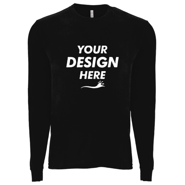 Next Level Apparel Unisex Sueded Long Sleeve T-Shirt, Black, Front view, Mockup