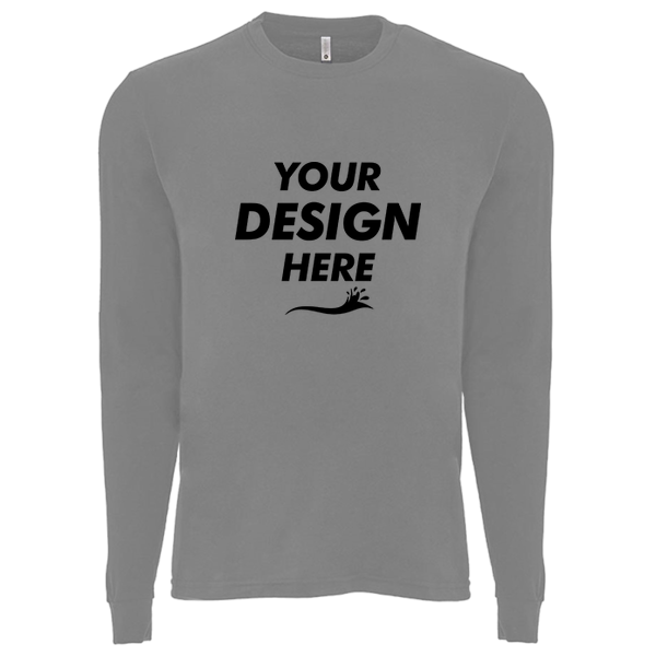 Next Level Apparel Unisex Sueded Long Sleeve T-Shirt, Dark Heather Grey, Front view, Mockup