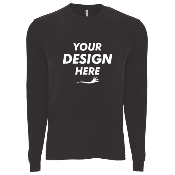 Next Level Apparel Unisex Sueded Long Sleeve T-Shirt, Heather Charcoal, Front view, Mockup