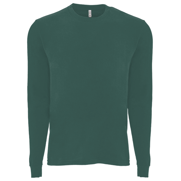 Next Level Apparel Unisex Sueded Long Sleeve T-Shirt, Heather Forest Green, Front view