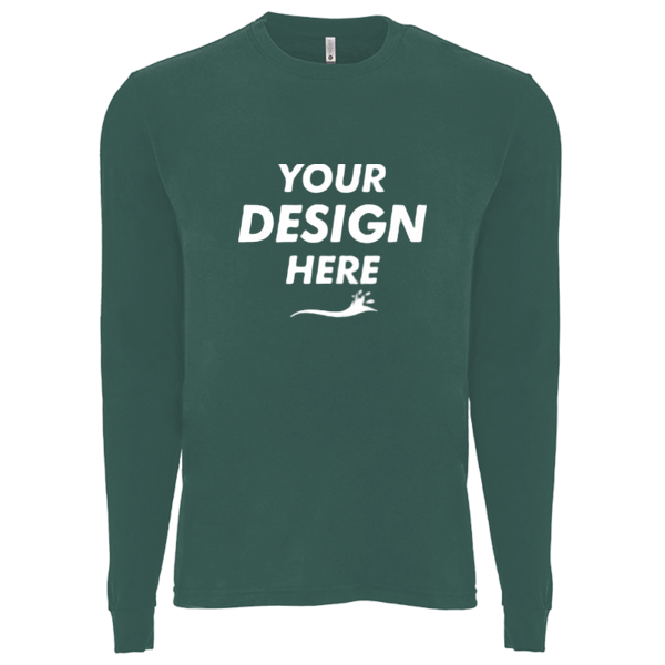 Next Level Apparel Unisex Sueded Long Sleeve T-Shirt, Heather Forest Green, Front view, Mockup
