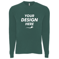 Next Level Apparel Unisex Sueded Long Sleeve T-Shirt, Heather Forest Green, Front view, Mockup
