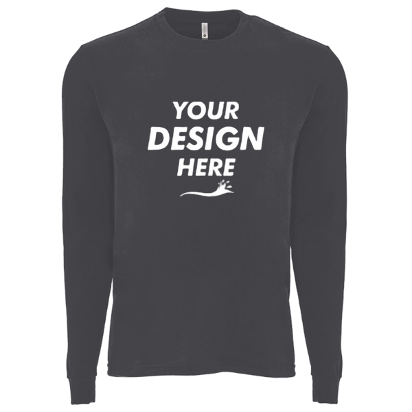 Next Level Apparel Unisex Sueded Long Sleeve T-Shirt, Heather Metal, Front view, Mockup