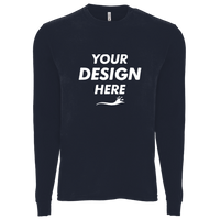 Next Level Apparel Unisex Sueded Long Sleeve T-Shirt, Midnight Navy, Front view, Mockup