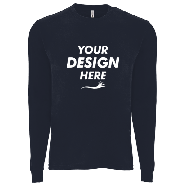 Next Level Apparel Unisex Sueded Long Sleeve T-Shirt, Midnight Navy, Front view, Mockup