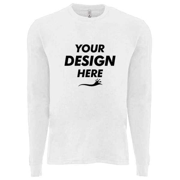 Next Level Apparel Unisex Sueded Long Sleeve T-Shirt, White, Front view, Mockup
