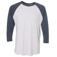 Next Level Apparel Unisex Triblend Three-Quarter Raglan T-Shirt, Indigo Sleeves / Heather White Body, Front view
