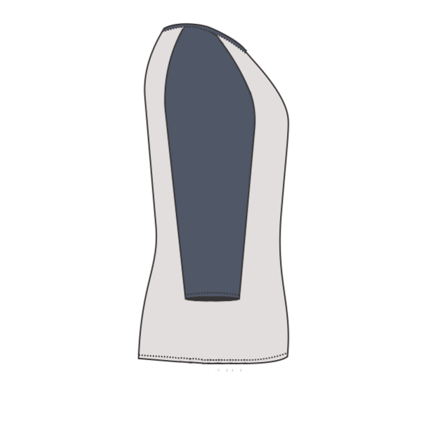 Next Level Apparel Unisex Triblend Three-Quarter Raglan T-Shirt, Indigo Sleeves / Heather White Body, Right Sleeve view