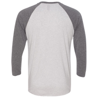 Next Level Apparel Unisex Triblend Three-Quarter Raglan T-Shirt, Premium Heather Sleeves / Heather White Body, Back view