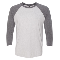 Next Level Apparel Unisex Triblend Three-Quarter Raglan T-Shirt, Premium Heather Sleeves / Heather White Body, Front view