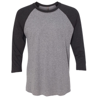 Next Level Apparel Unisex Triblend Three-Quarter Raglan T-Shirt, Vintage Black Sleeves / Premium Heather Body, Front view