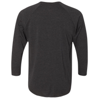 Next Level Apparel Unisex Triblend Three-Quarter Raglan T-Shirt, Vintage Black Sleeves / Vintage Black Body, Back view