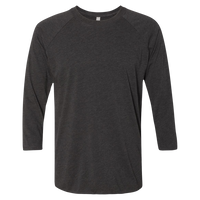 Next Level Apparel Unisex Triblend Three-Quarter Raglan T-Shirt, Vintage Black Sleeves / Vintage Black Body, Front view