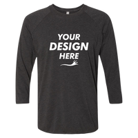 Next Level Apparel Unisex Triblend Three-Quarter Raglan T-Shirt, Vintage Black Sleeves / Vintage Black Body, Front view, Mockup