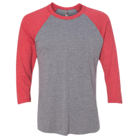 Next Level Apparel Unisex Triblend Three-Quarter Raglan T-Shirt, Vintage Red Sleeves / Premium Heather Body, Front view