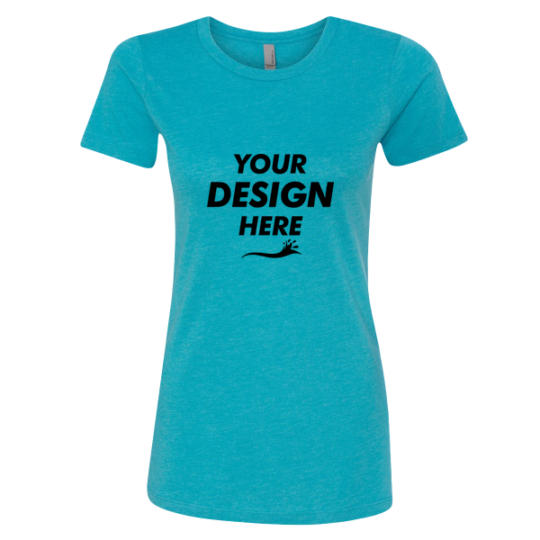 Next Level Apparel Women’s CVC T-Shirt, Bondi Blue, Front view, Mockup