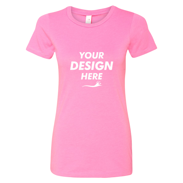 Next Level Apparel Women’s CVC T-Shirt, Hot Pink, Front view, Mockup