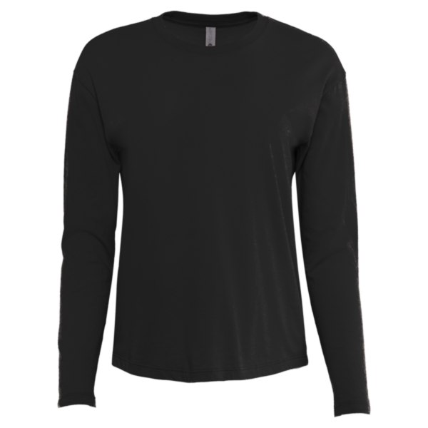 Next Level Apparel Women's Cotton Relaxed Long Sleeve T-Shirt, Black, Front view
