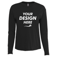 Next Level Apparel Women's Cotton Relaxed Long Sleeve T-Shirt, Black, Front view, Mockup