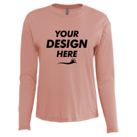 Next Level Apparel Women's Cotton Relaxed Long Sleeve T-Shirt, Desert Pink, Front view, Mockup