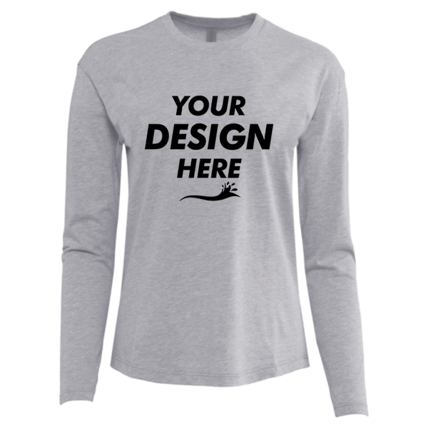Next Level Apparel Women's Cotton Relaxed Long Sleeve T-Shirt, Heather Grey, Front view, Mockup
