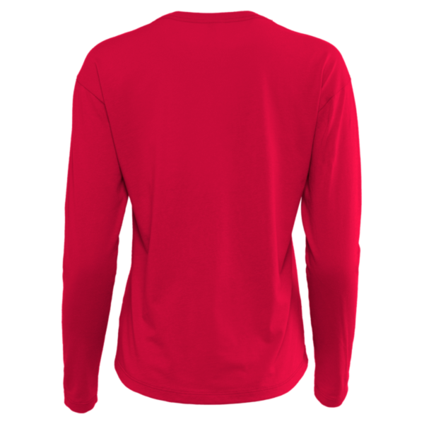 Next Level Apparel Women's Cotton Relaxed Long Sleeve T-Shirt, Red, Back view