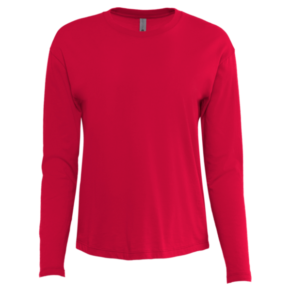 Next Level Apparel Women's Cotton Relaxed Long Sleeve T-Shirt, Red, Front view