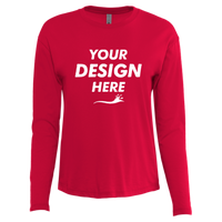 Next Level Apparel Women's Cotton Relaxed Long Sleeve T-Shirt, Red, Front view, Mockup