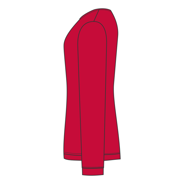 Next Level Apparel Women's Cotton Relaxed Long Sleeve T-Shirt, Red, Left Sleeve view