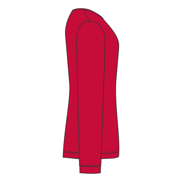 Next Level Apparel Women's Cotton Relaxed Long Sleeve T-Shirt, Red, Right Sleeve view