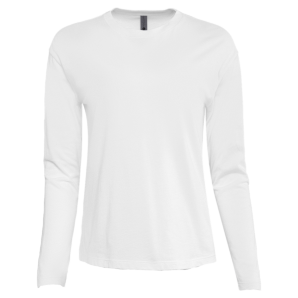 Next Level Apparel Women's Cotton Relaxed Long Sleeve T-Shirt, White, Front view