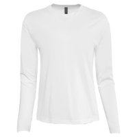 Next Level Apparel Women's Cotton Relaxed Long Sleeve T-Shirt, White, Front view