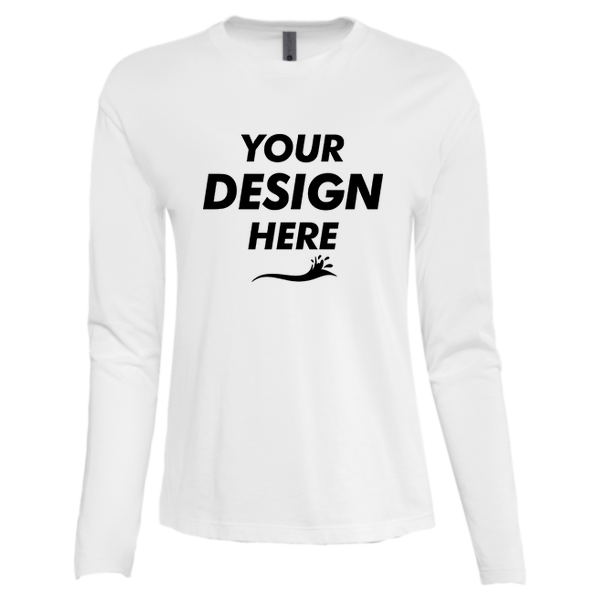 Next Level Apparel Women's Cotton Relaxed Long Sleeve T-Shirt, White, Front view, Mockup
