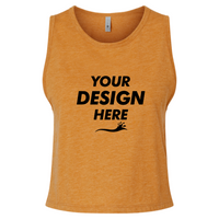 Next Level Apparel Women's Festival Crop Tank, Antique Gold, Front view, Mockup
