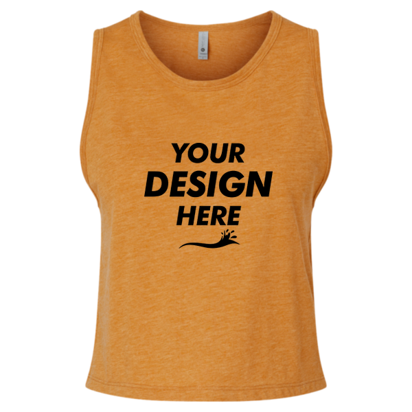 Next Level Apparel Women's Festival Crop Tank, Antique Gold, Front view, Mockup