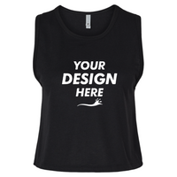 Next Level Apparel Women's Festival Crop Tank, Black, Front view, Mockup