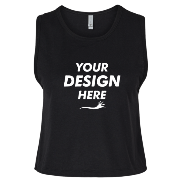 Next Level Apparel Women's Festival Crop Tank, Black, Front view, Mockup