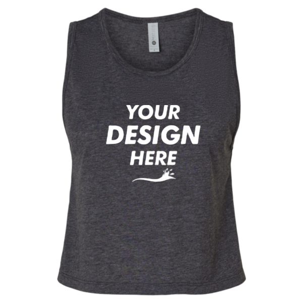 Next Level Apparel Women's Festival Crop Tank, Charcoal, Front view, Mockup