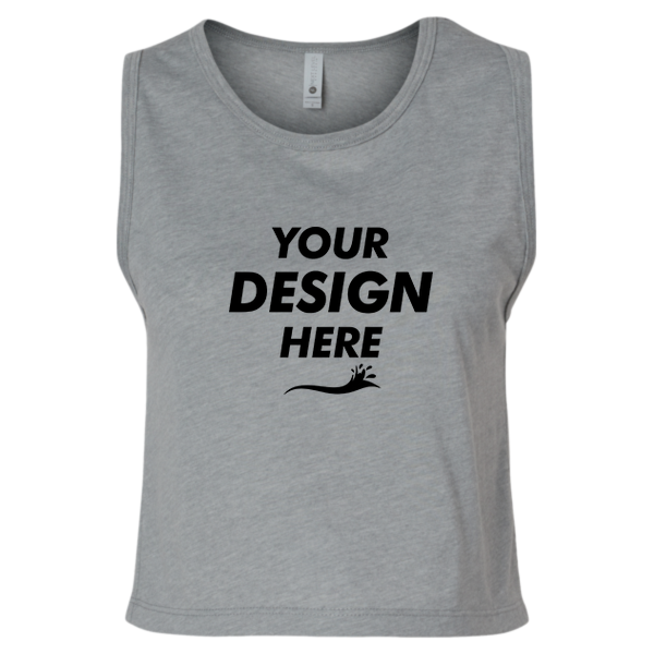 Next Level Apparel Women's Festival Crop Tank, Heather Grey, Front view, Mockup