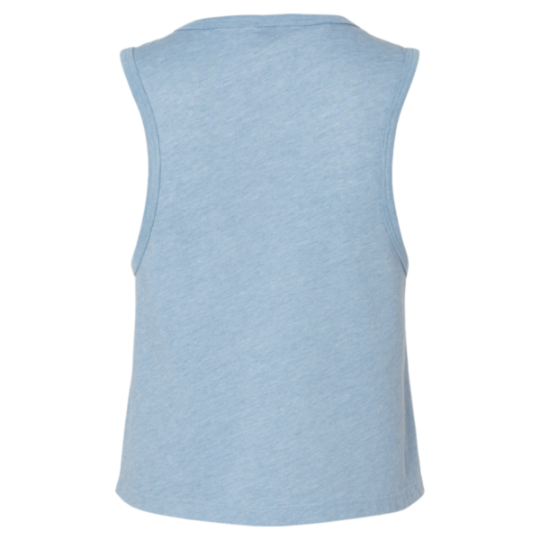 Next Level Apparel Women's Festival Crop Tank, Stonewash Denim, Back view