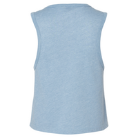 Next Level Apparel Women's Festival Crop Tank, Stonewash Denim, Back view