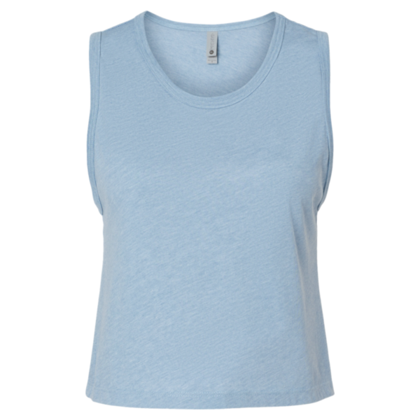 Next Level Apparel Women's Festival Crop Tank, Stonewash Denim, Front view
