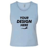 Next Level Apparel Women's Festival Crop Tank, Stonewash Denim, Front view, Mockup