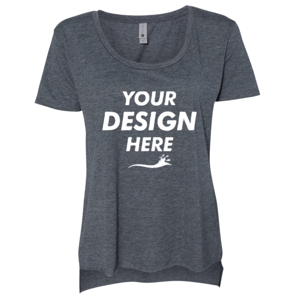 Next Level Apparel Women's Festival Scoop Neck T-Shirt, Antique Denim, Front view, Mockup