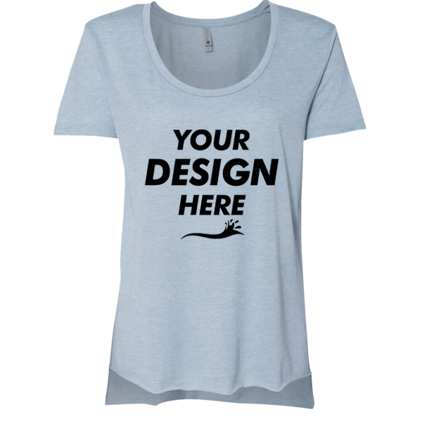 Next Level Apparel Women's Festival Scoop Neck T-Shirt, Stonewash Denim, Front view, Mockup