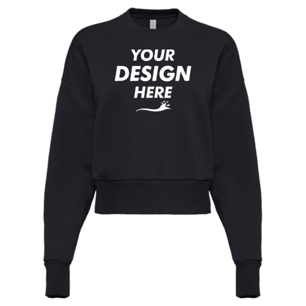 Next Level Apparel Women's Heavyweight Crewneck Sweatshirt, Black, Front view, Mockup