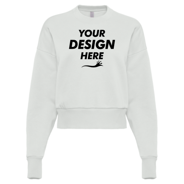 Next Level Apparel Women's Heavyweight Crewneck Sweatshirt, Bone, Front view, Mockup