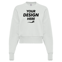 Next Level Apparel Women's Heavyweight Crewneck Sweatshirt, Bone, Front view, Mockup