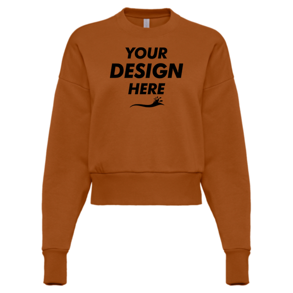 Next Level Apparel Women's Heavyweight Crewneck Sweatshirt, Clay, Front view, Mockup